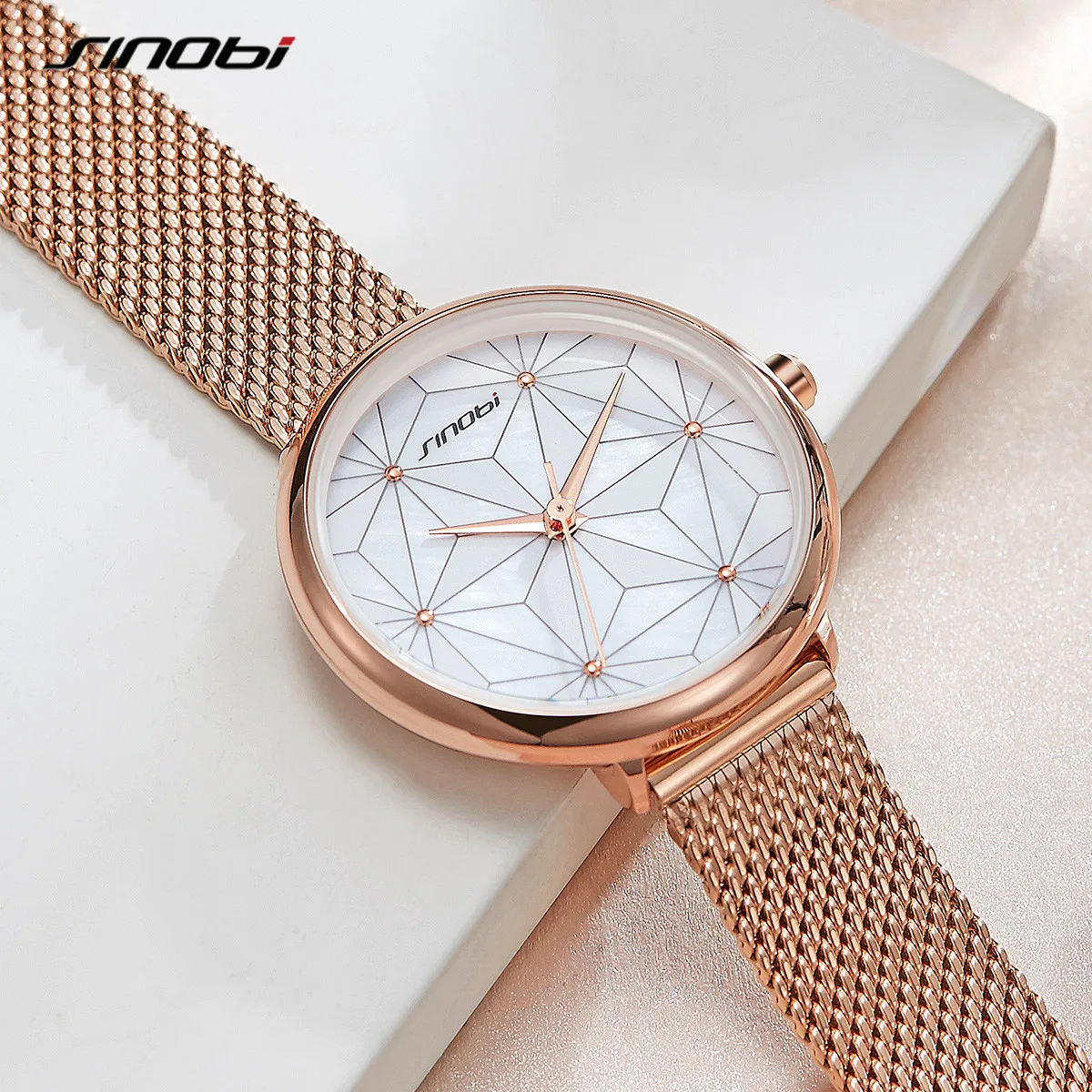 Женские Аналоговые Кварцевые часы SINOBI Модные японские с неравномерным