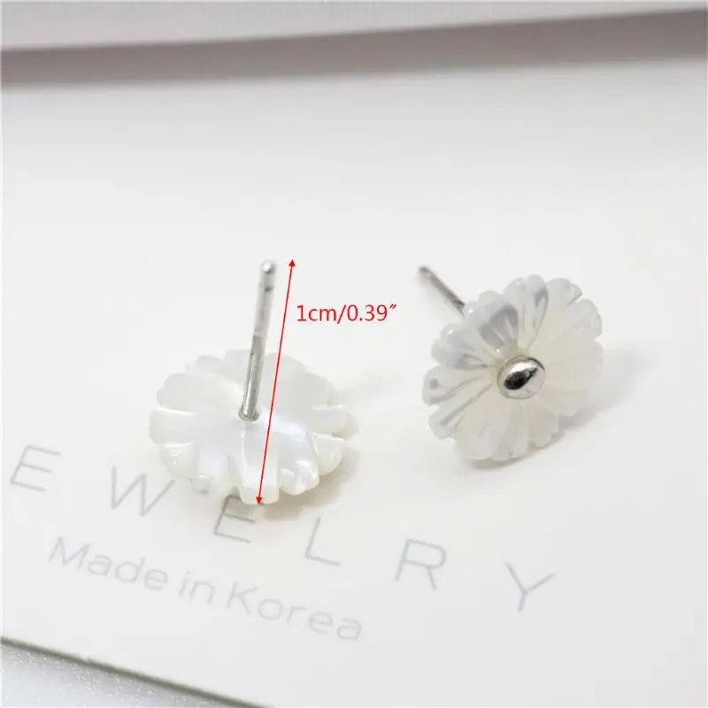 Посеребренные серьги из стерлингового серебра белая мама Хризантема с