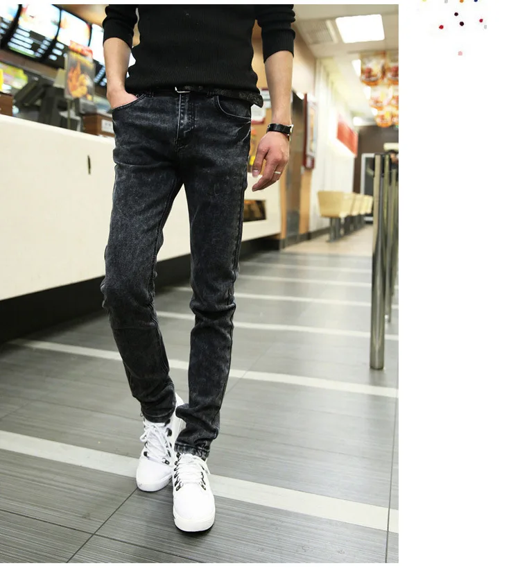 

Новинка 2021, мужские брендовые джинсы, модные мужские повседневные зауженные прямые узкие джинсы стрейч с высокой посадкой, мужские черные брюки, лидер продаж