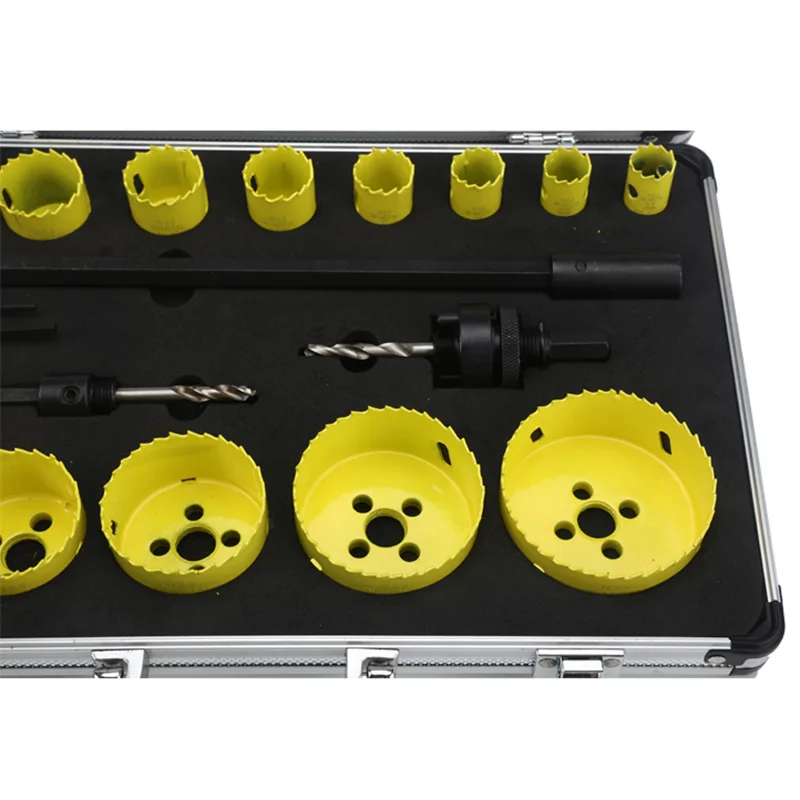 19Pcs Bi Metal Hole Saw Cutter Kit Blade Drilling Tool Arbor Pilot Drill Set for Wood Carpenter Plumber DB04037 | Инструменты
