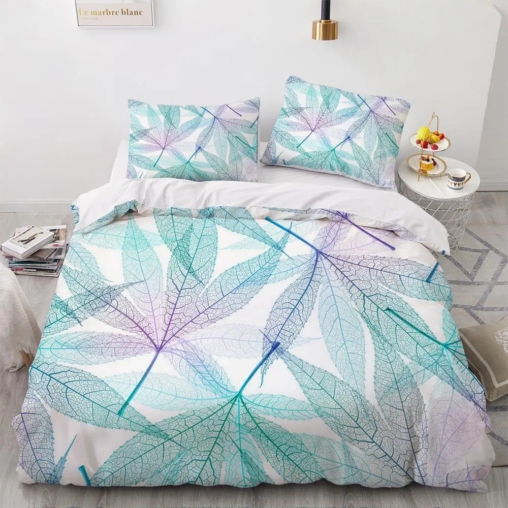 

3D Black Duvet Cover Sets Custom Design Leaf Bed Pillow Sham King Queen Single Twin Size 180*200cm Bohemian Bedding Set