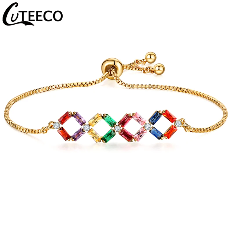 CUTEECO разноцветный Теннисный браслет принцессы с кубическим цирконием и для