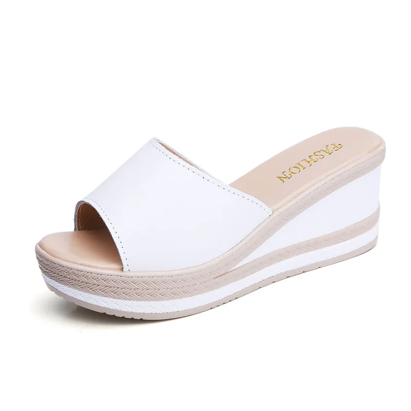 2019 летние женские тапочки из натуральной кожи с открытым носком Вьетнамки