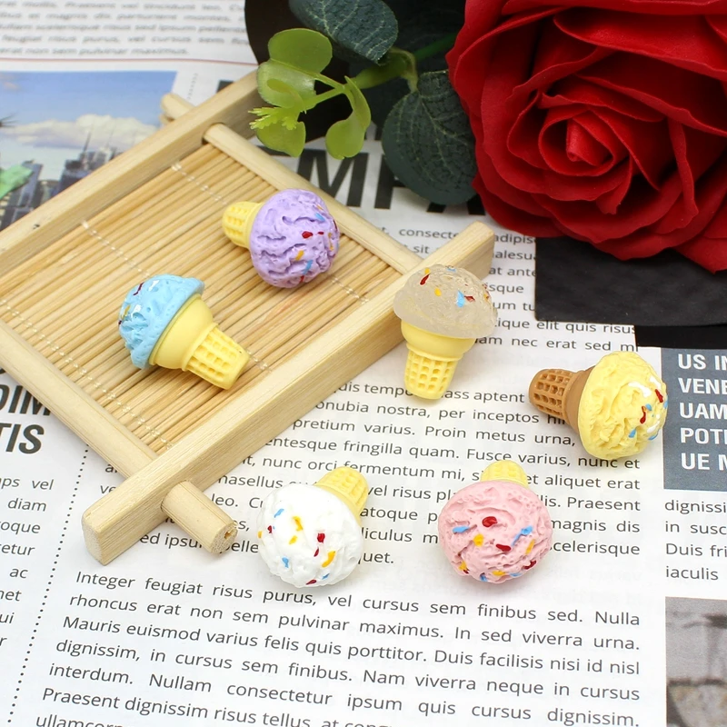 5/10Pcs 3D Simulation Ice Cream Resin Accessories for DIY Craft Supplies Hair Accessories Embellishments Toys Decor Materials