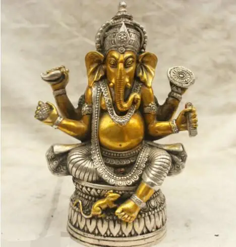 YM 304 г. китайская тибетская культура серебряная бронза Ганапати Ganesh статуя лорда