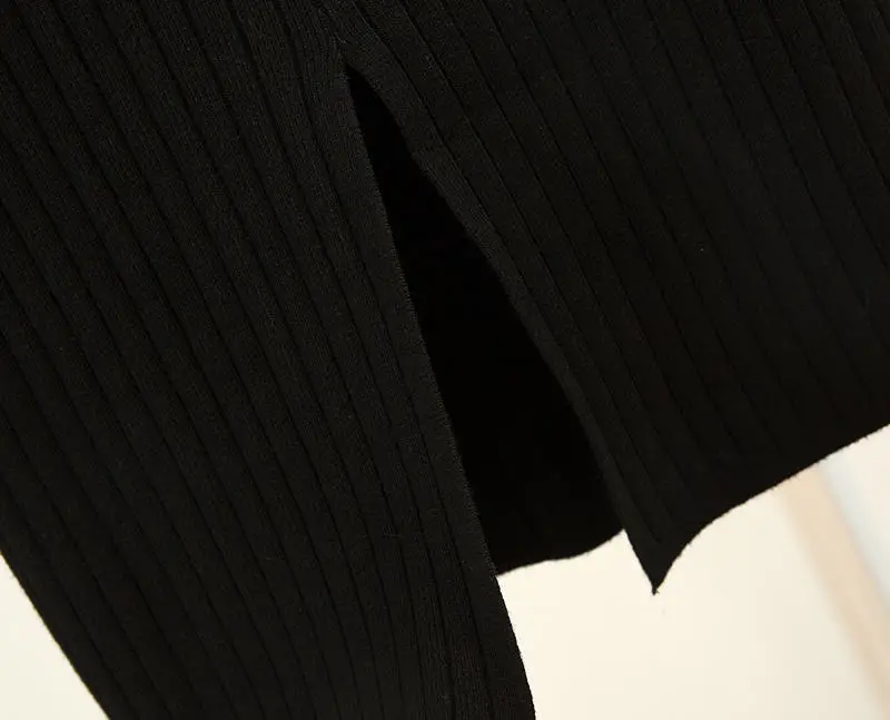 Зимний подиум для женщин Oufits вязаный комплект из двух предметов свободный длинный рукав водолазка джемпер пуловер свитер+ юбка комплект свитер
