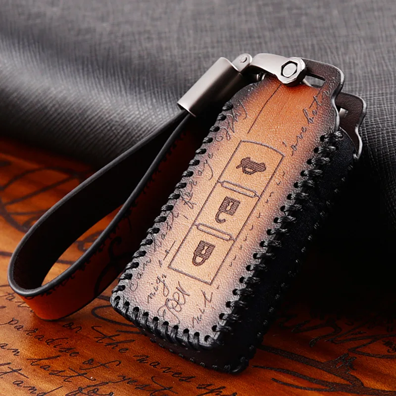 Чехол для автомобильных ключей из натуральной кожи чехол Mitsubishi Outlander Lancer 10 Pajero Sport