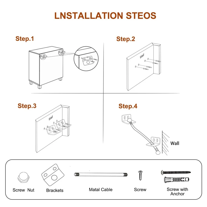 2 шт. анкерная стена из нержавеющей стали для мебели с защитой от землетрясения