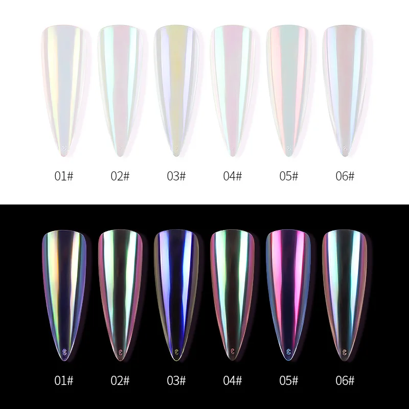 Блестящий Порошок для ногтей 6 цветов градиентный лак хромированная пыль