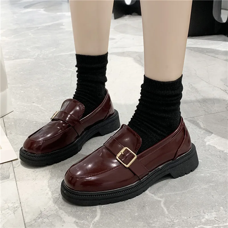 Лидер продаж модные женские туфли броги с круглым носком без застежки на плоской