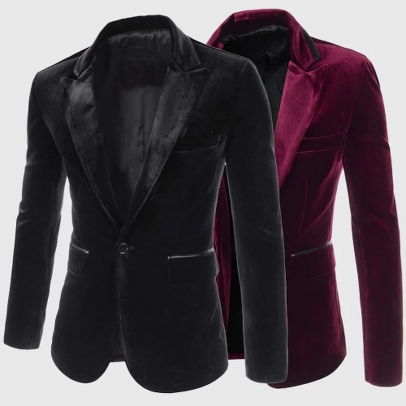 

ZOGAA Hot Sale Men Blazer Slim Fit Suit Jacket Black Navy Blue Velvet 2019 Spring Autumn Outwear Coat for Men