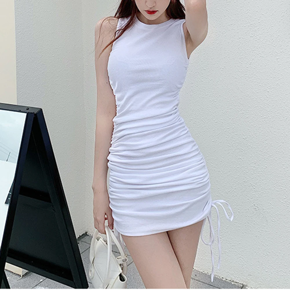 Женское Ребристое мини-платье на шнуровке сексуальное облегающее платье без