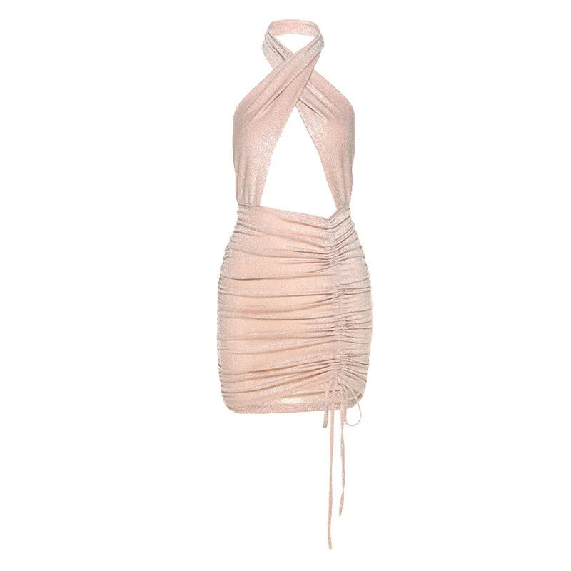 

Women Sexy Style Dresses 2021 Sumemr Backless Sleeveless Solid Color Dress Ins Style Hollow Out Club Party Fashion Mujer Dresses