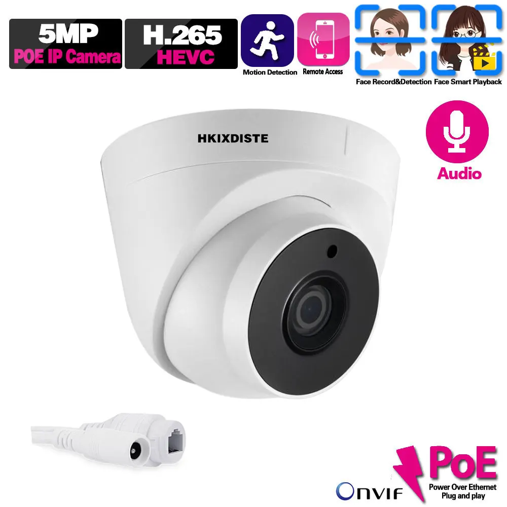 POE IP камера видеонаблюдения Камера 5mp купол в помещении Видео Камеры Скрытого HD 2MP