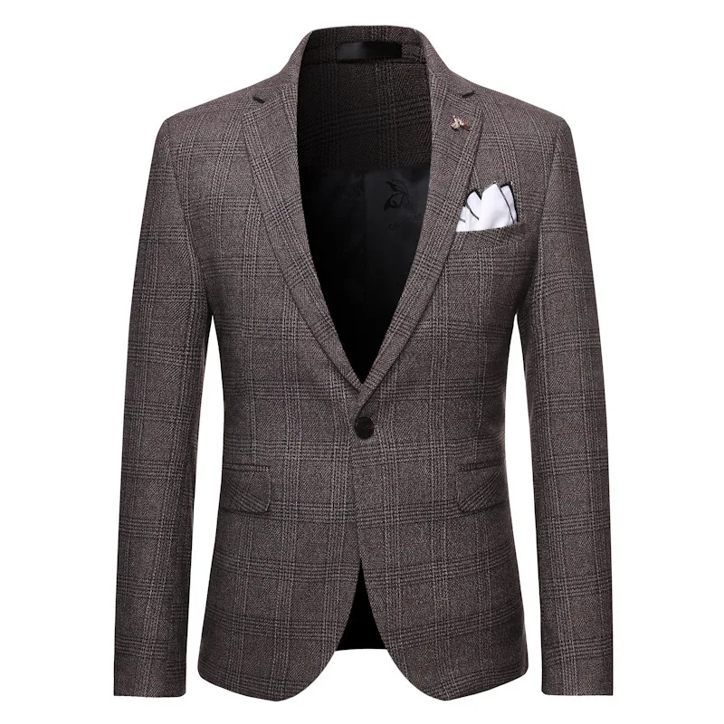 

Rich bird Plaid Blazer men's three piece suit for men's casual Korean groom suit