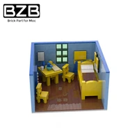 bzb moc famous city art painter van gogh vincents bedroom in arles creative building block model kids diy puzzle game toys gift