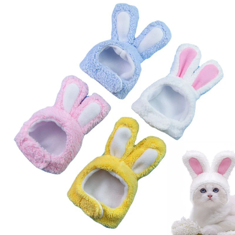 

Funny Pet Cat Cap Costume Warm Cute Rabbit Earflap Hat New Year Party Christmas Cosplay Dog Accessories Photo Props Headwear