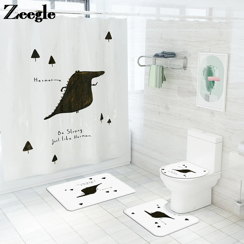 

Мультяшный стиль, набор ковриков для ванной комнаты, водонепроницаемый коврик для душа, Впитывающий Коврик для унитаза, нескользящий коври...