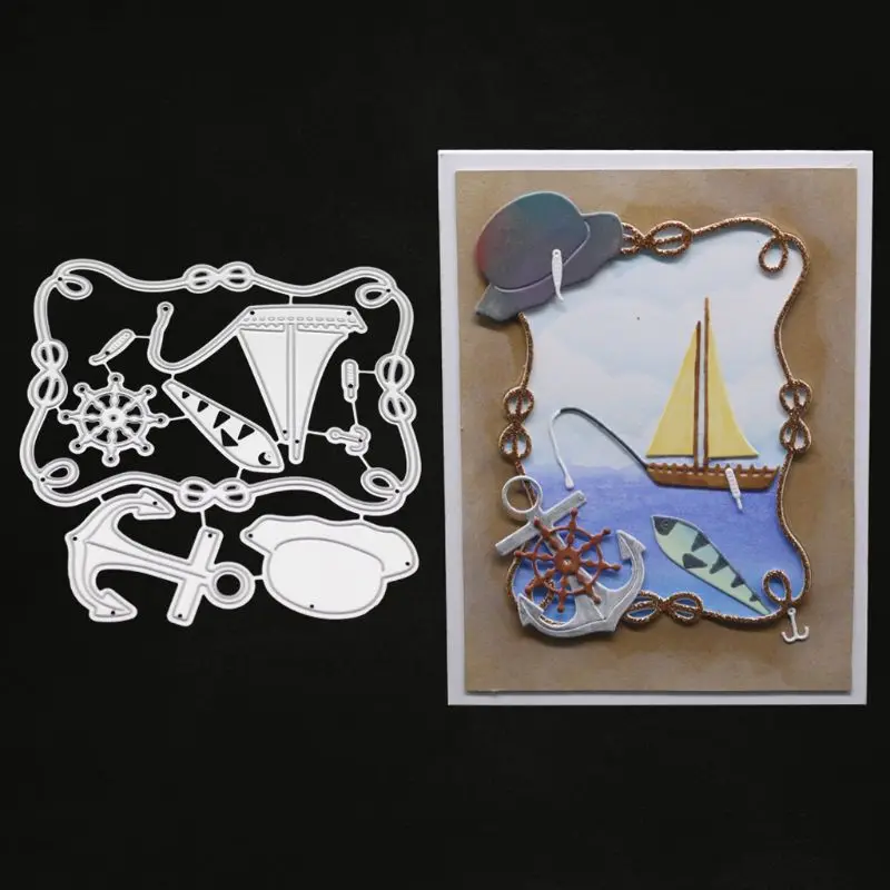 Морской металлический Трафаретный вырубной штамп трафарет для скрапбукинга