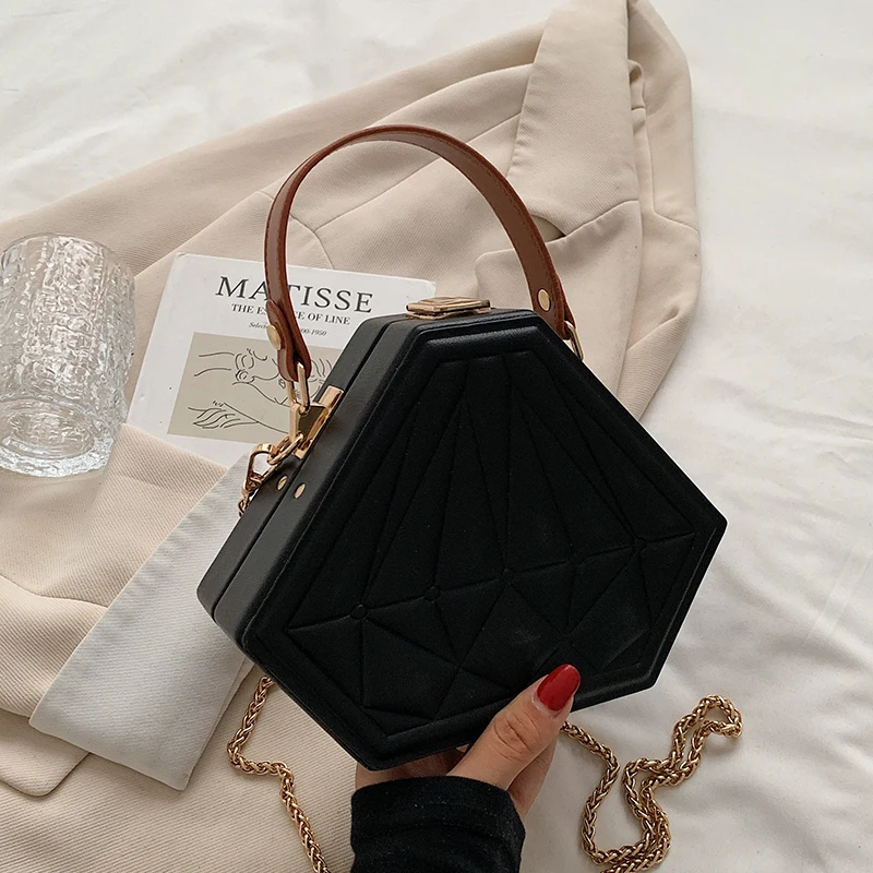 

2022 Diamond shape Small Tote bag Winter New High-quality PU Leather Women's Designer Handbag Chain Shoulder Messenger Bag
