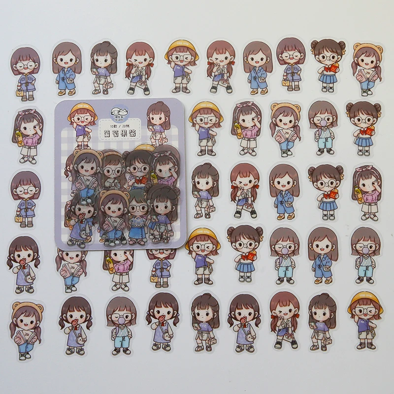 

40 pcs/lot Kawaii Cartoon Girl Stickers INS DIY sticker Diary Album Decoration Stationery Sticker Scrapbooking Decorative Labels