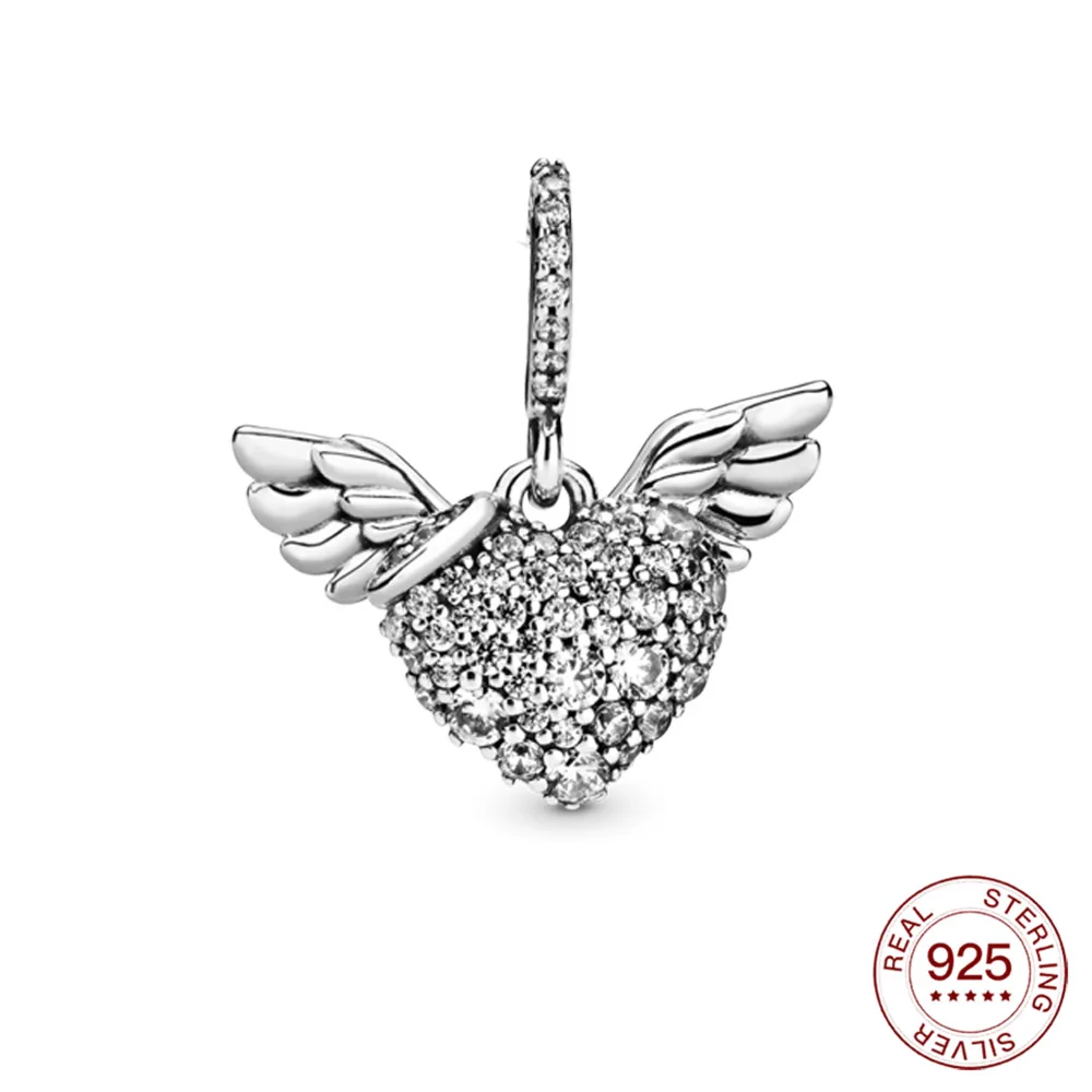 

Женский кулон в виде сердца и крыльев Ангела, серебро 925 пробы