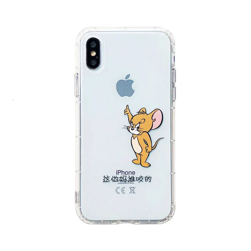 Милый чехол для телефона с котом и мышкой iPhone X XS XR XSMax 8 7 6 6S PluS мягкий силиконовый