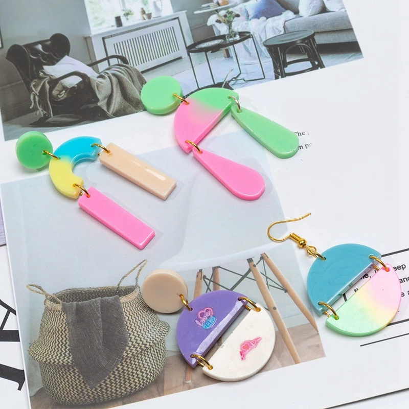 

2 Pcs DIY Crafts Earring Resin Mold Resin Geometric Earring Pendant Resin Silicone Mold Jewelry Making Tools, A & B