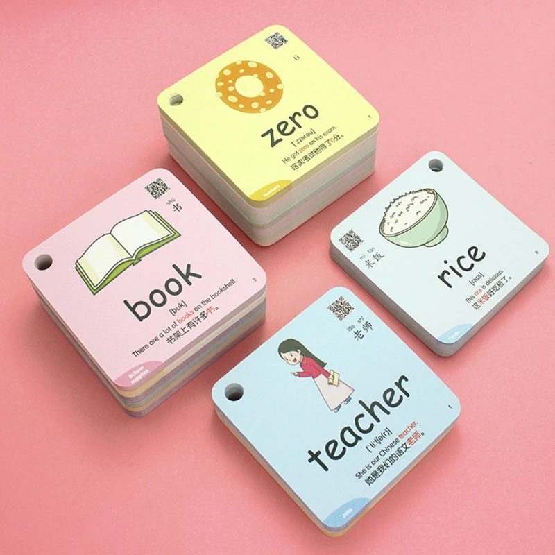

50LA 600 Words 20 Categories Cognition Learning Card Animal Shape Color Educational Chinese English Flash Cards For Kids
