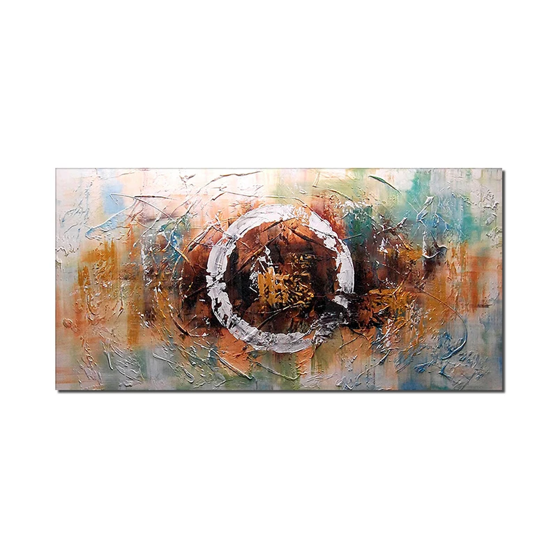 

100% Hand Painted Oil Painting On Canvas Abstract Colorful Painting With Big Circle Abstract Wall Art For House Decoration
