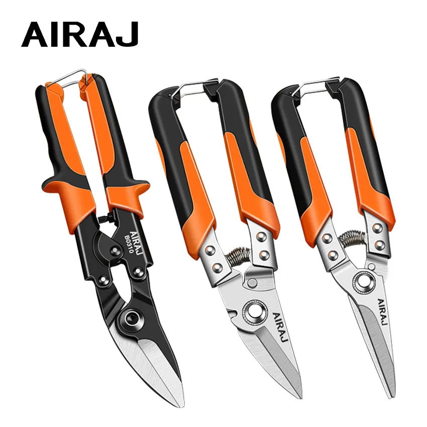 AIRAJ Iron Cutter Tin Snips Metal Snip Aviation Scissor Iron Plate Cut Shear Industrial Work Hand Tools