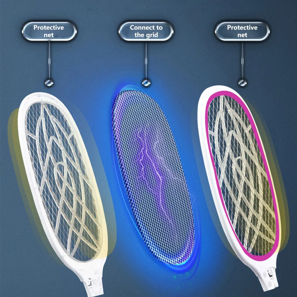 

Full New USB Rechargeable Household Mosquito Swatter 3000V Electric Two-in-one Mosquito Repellent Lamp Summer Flycatcher