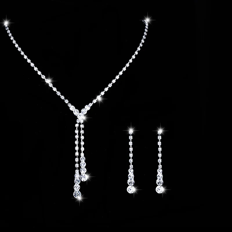 RNAFASHION ювелирные изделия элегантный дизайн для женщин Свадебные украшения Vestidos Кристалл ожерелье серьги высокое качество подарок для невесты