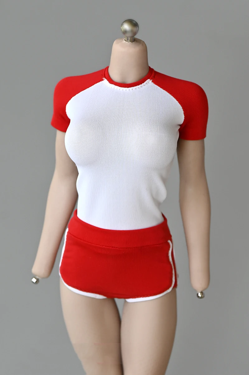 

1/6 Female Soldier Clothes Model Accessories Student Sportswear Raglan Short Sleeve Shorts Suit for ph tbl12" Action Figure Doll