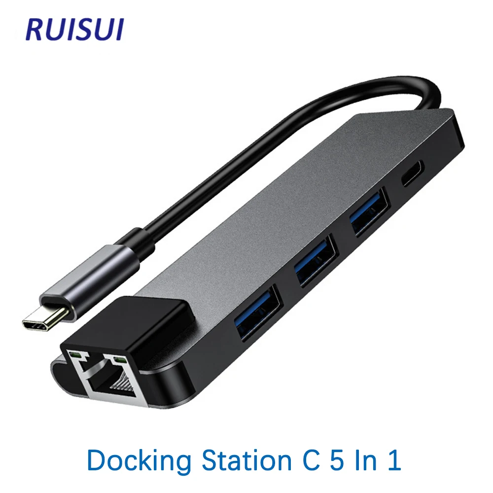

Док-станция USB Type-C 5 в 1, с 3 портами, USB 3,0