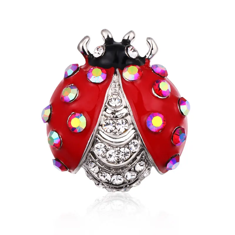 Симпатичные Броши Стразы в форме божьей коровки с кристаллами для женщин Красная