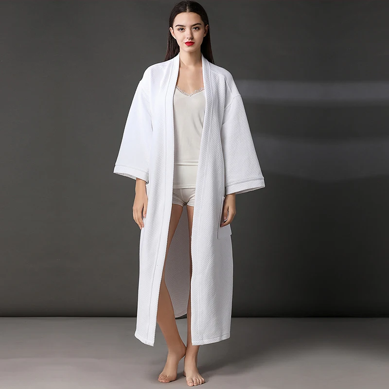 2020 Новое весенне осеннее белое хлопковое вафельное банное платье для женщин плюс
