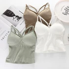 Женский спортивный бюстгальтер с V-образным вырезом и открытой спиной, бесшовный бюстгальтер-топ