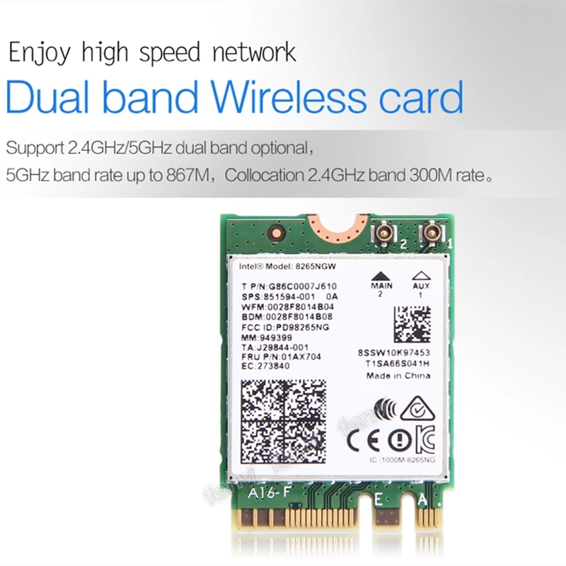 new 8265ngw wireless ac 8265 ngff wifi wlan card 802 11ac 867mbps wi fi bluetooth 4 2 network card mu mimo 2 4g5g win 7 8 10 free global shipping