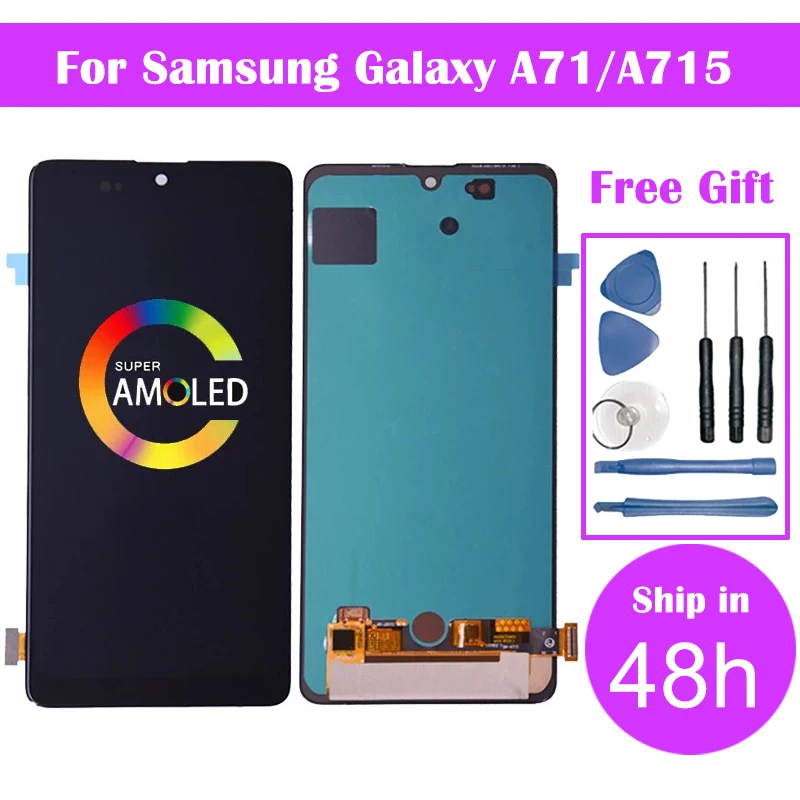 Сменная деталь AMOLED для Samsung Galaxy A71 ЖК дисплей с сенсорным дигитайзером в сборе A715
