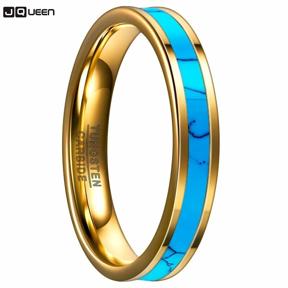 Мужское кольцо с инкрустацией из золота 4 мм вольфрамовое синего камня для