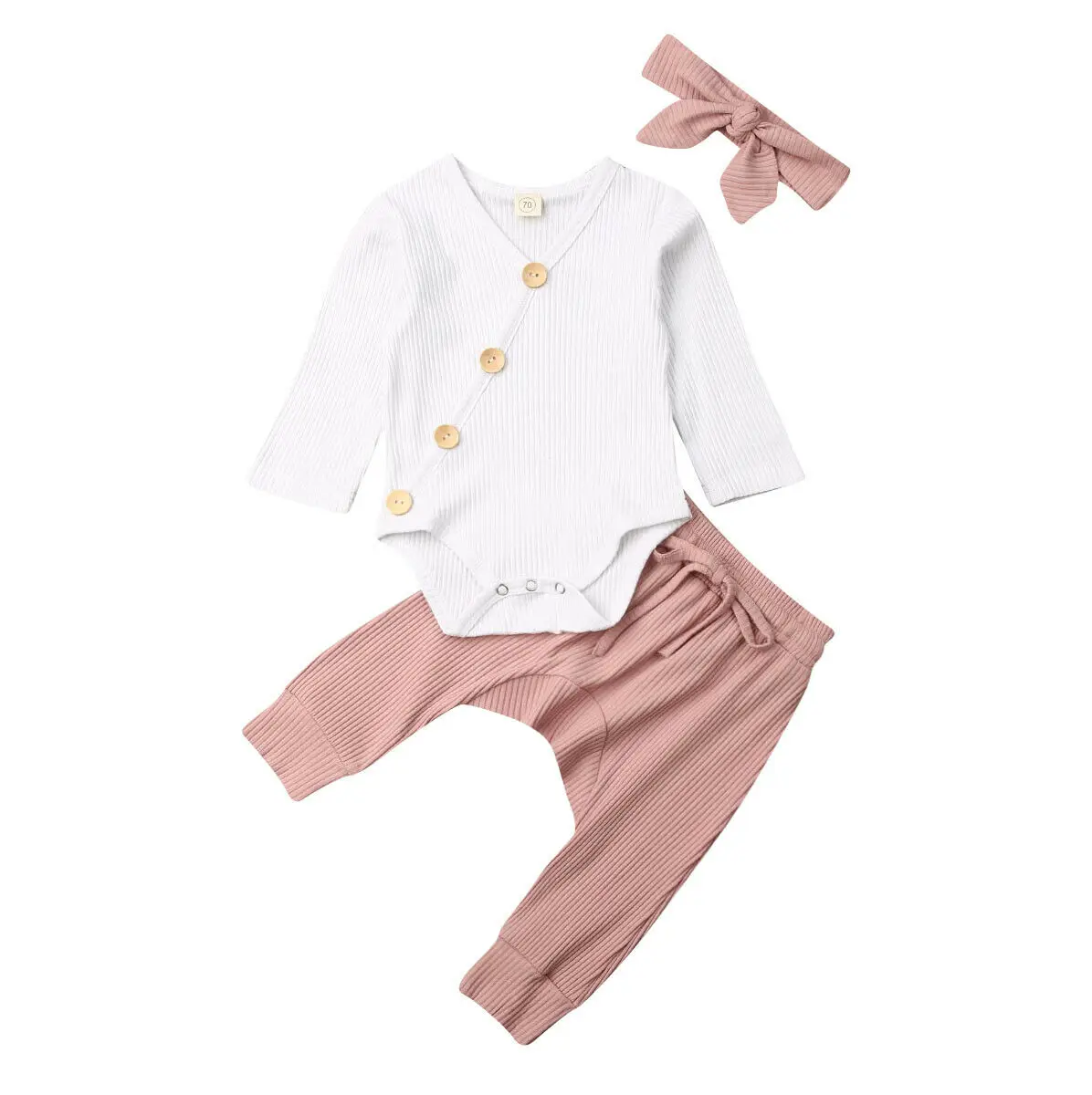 0-18M Infant Baby Girl Boy Knitted 3Pcs Sets Romper+Pants+Headband Casual Autumn Outfits Cotton Clothes Newborn | Детская одежда и