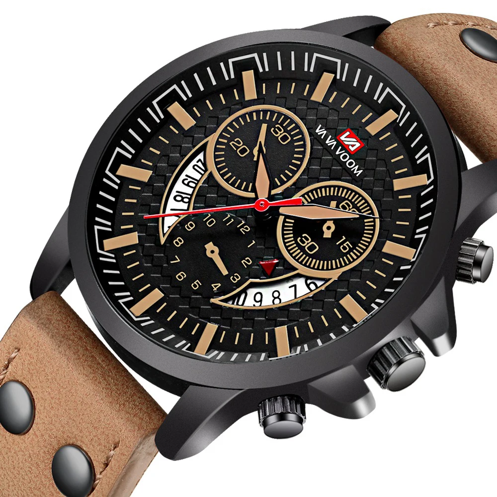 

2021 Mens Outdoor Sport Watches Fashion Top Brand Luxury Waterproof Leather Strap Quartz Wrist Watch For Men Relojes Para Hombre