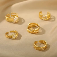 hip hop punk geometric zircon rings for women men stainless steel cuban chain ring mens wedding ring luxury jewelry bague