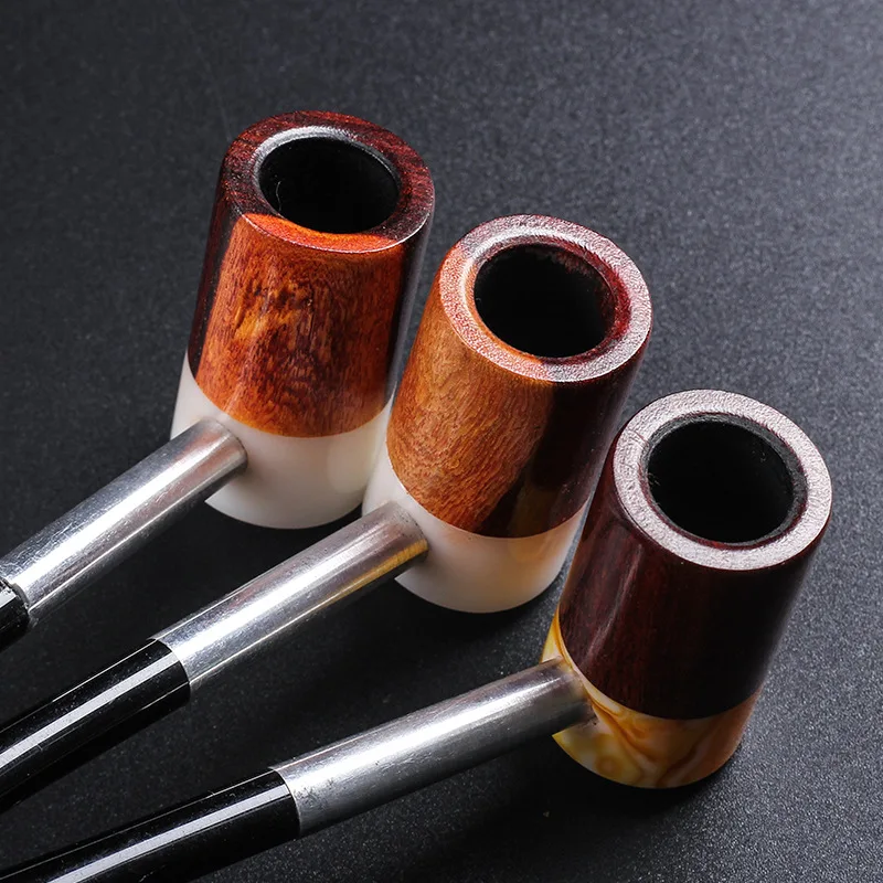 

New Upscale Ebony Wood Agate Smoking Pipes Tobacco Pipe Portable Smoking Pipe Herb Tobacco Pipes Grinder Smoke Gifts