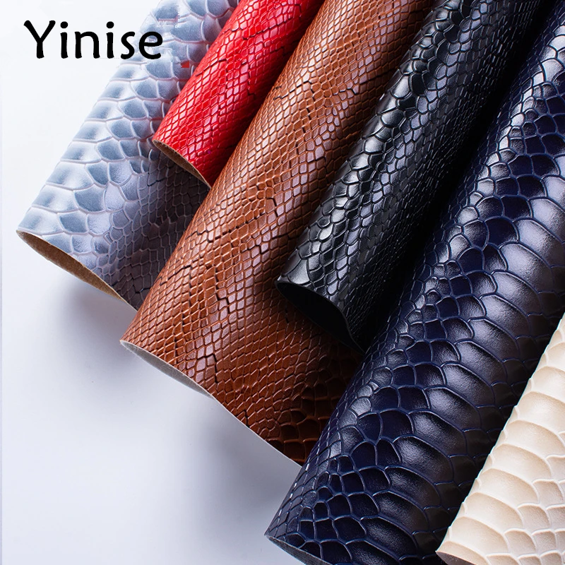 

100x138cm Synthetic Leather Fabric Thicken Snake PVC Artificial Faux Leather Fabrics DIY Bags Shoes Sofa Car Sewing Materials