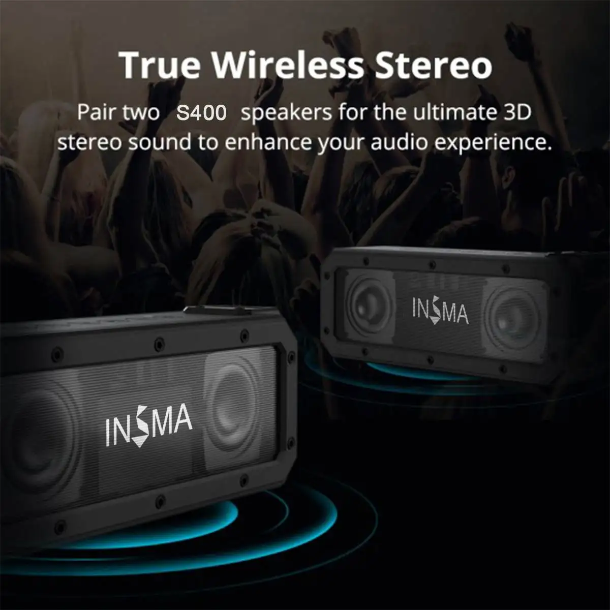 INSMA S400 PLUS 40W bluetooth Speaker NFC Portable Speakers IPX7 Waterproof Subwoofer Outdoor TWS Boombox Wireless Loudspeakers