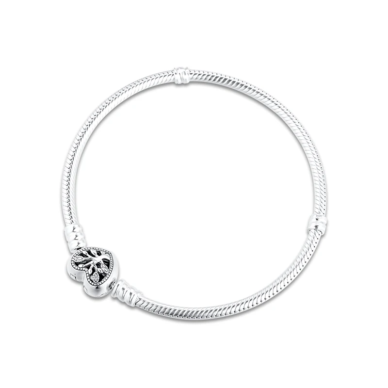 Moments Family Tree Heart Clasp Snake Chain Sterling Silver Jewelry nail bracelets for women Fits Original Charms &amp Beads DIY | Украшения