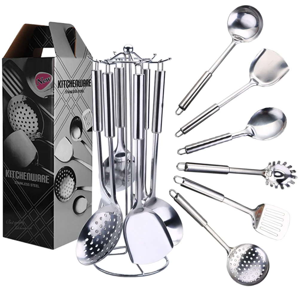 

Kitchen Utensils Set Stainless Steel Cookware 7PCS Non-stick Kitchenware with Holder Kitchen Accessories Cooking Appliances Set