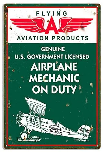 

ArtFuzz Flying A Reproduction Airplane Aviation Metal Sign 12x16